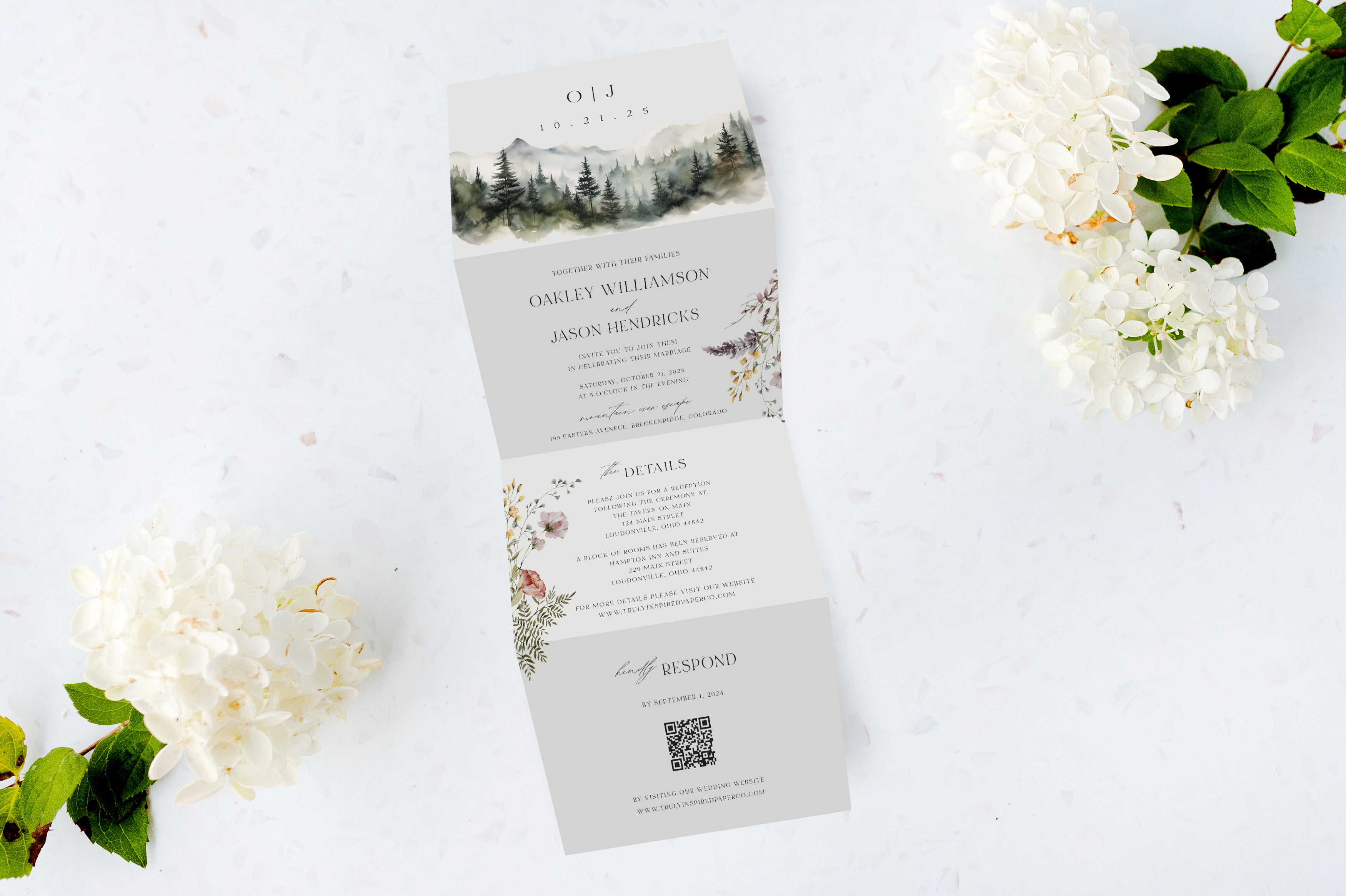 Wildflower Mountain Tri Fold Invitation