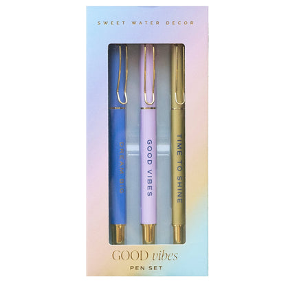 Good Vibes Metal Pen Set - Home Decor &amp; Gifts