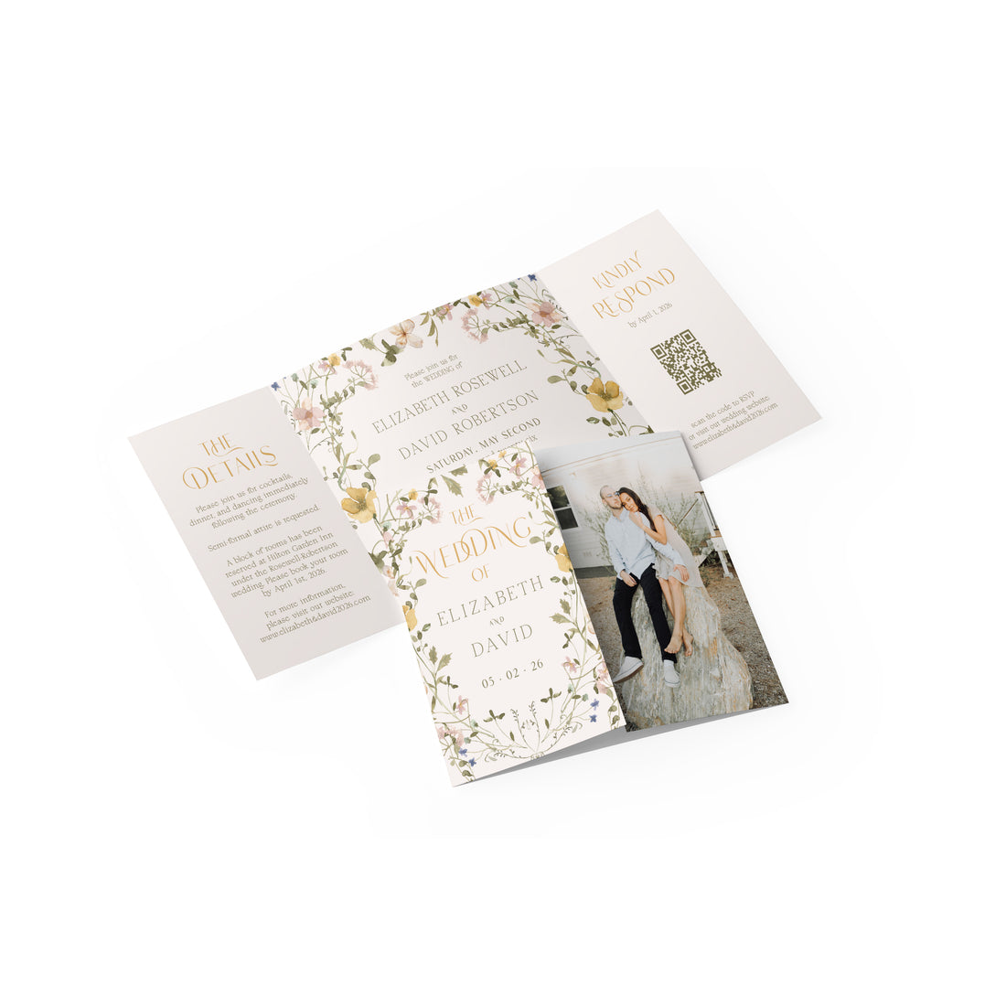 Wildflower Elizabeth Gate Fold Invitation