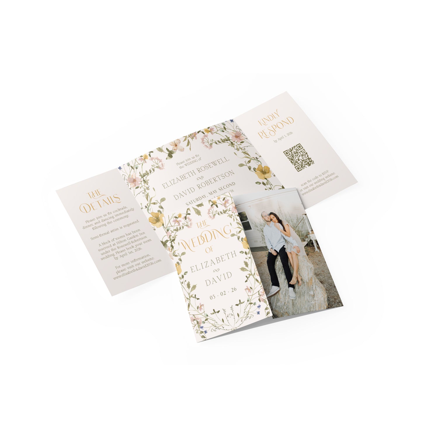 Wildflower Elizabeth Gate Fold Invitation