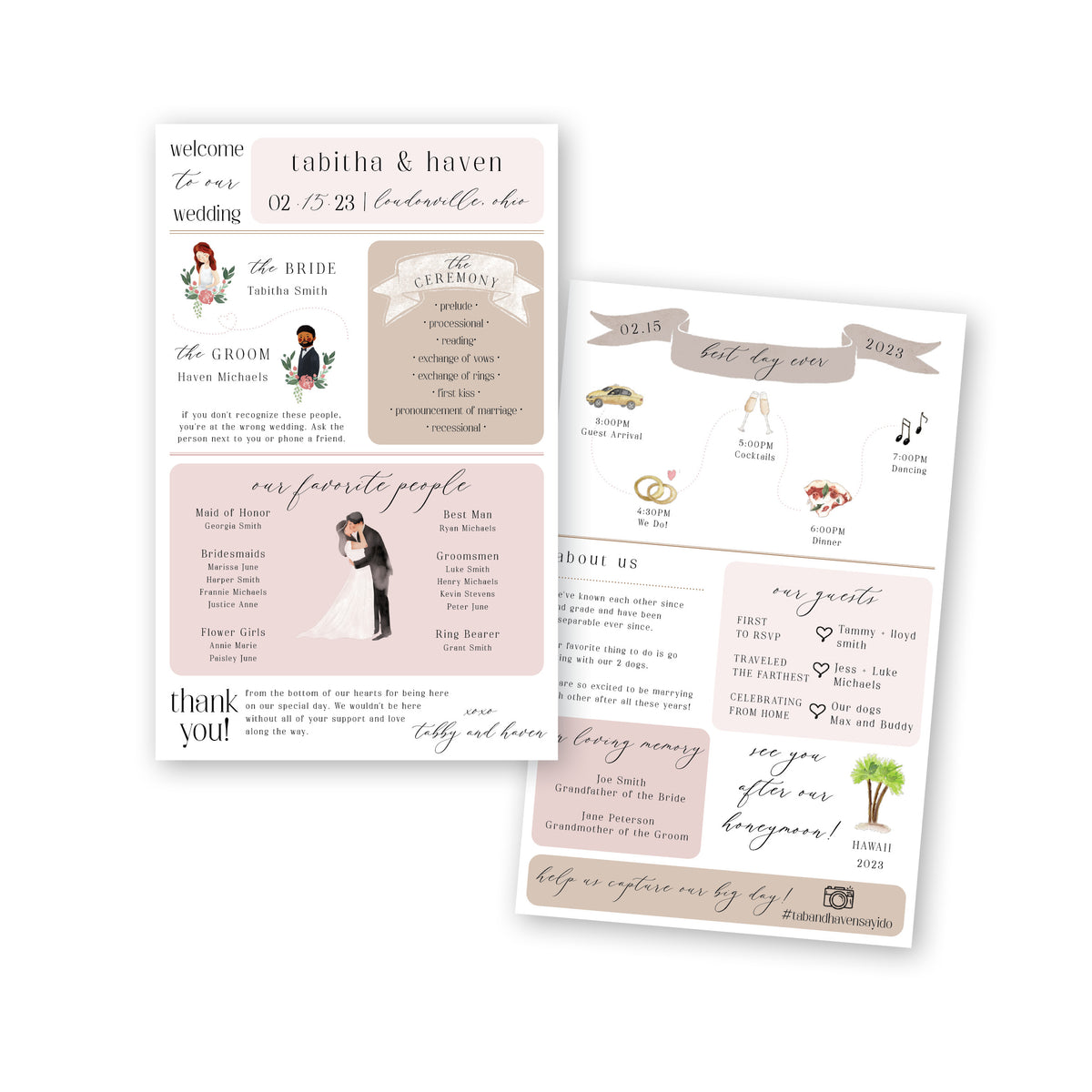 Wedding Program Fun Examples Fun Wedding Programs – Truly Inspired Paper Co.