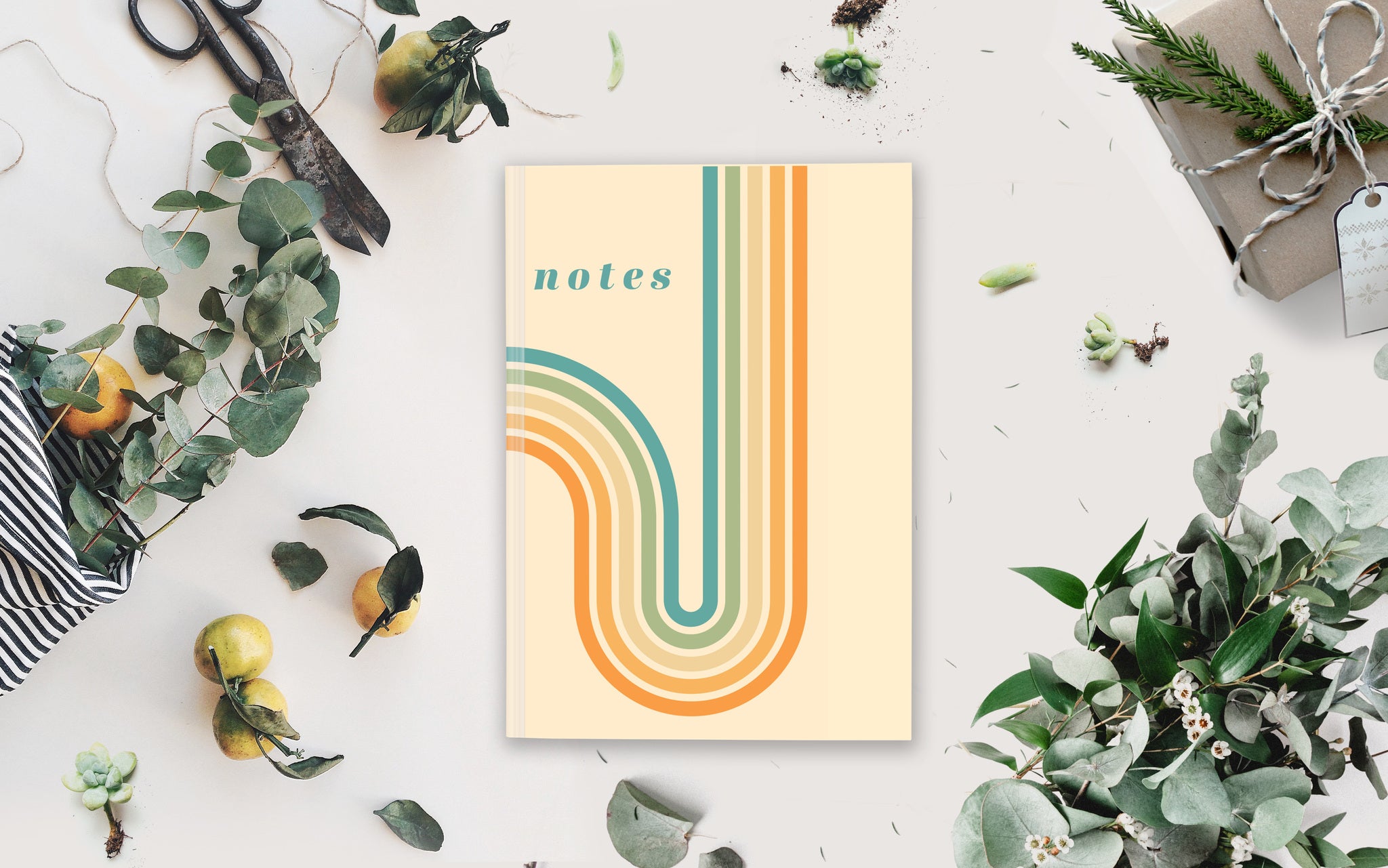 32 Page Lined Notebook, Retro Design