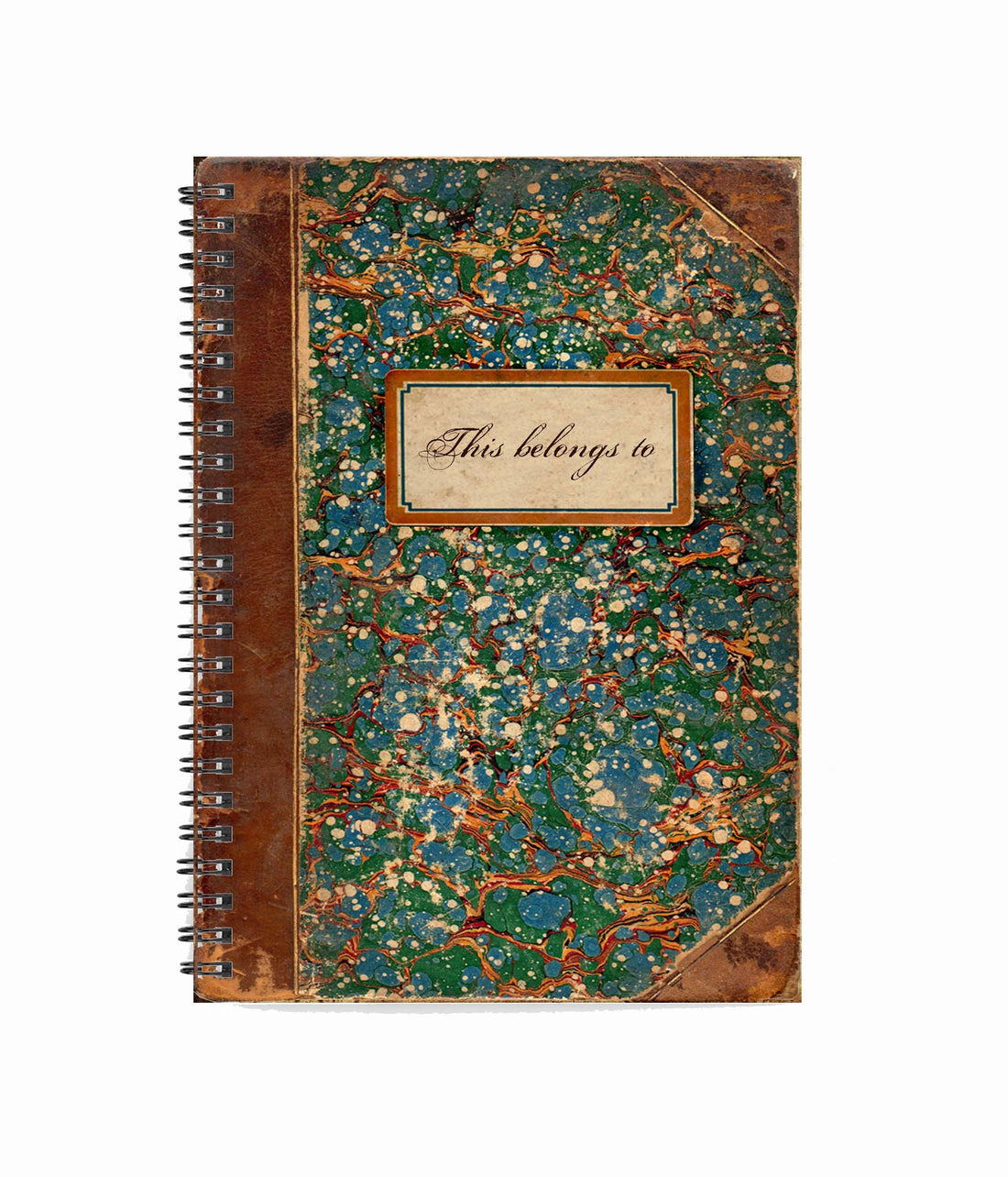 This Belongs To Vintage Marbled Unlined Journal