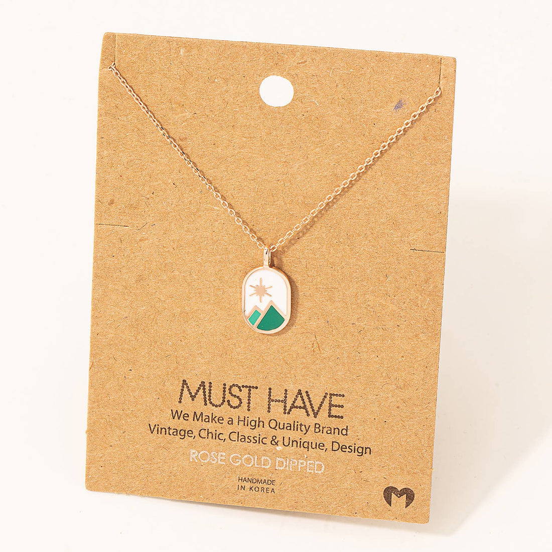 Oval Mountain Range Coin Charm Necklace