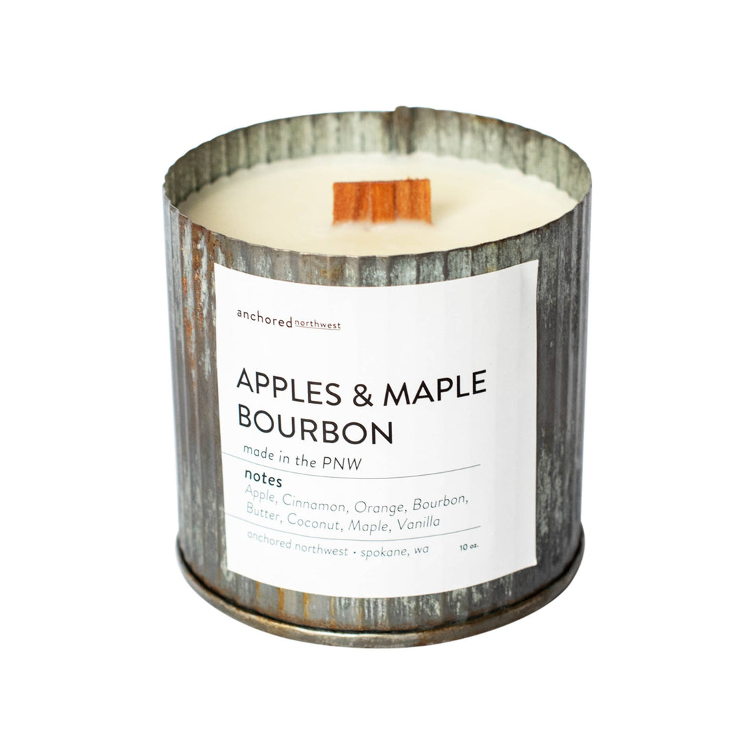 Apples &amp; Maple Bourbon Wood Wick Rustic Farmhouse Soy Candle
