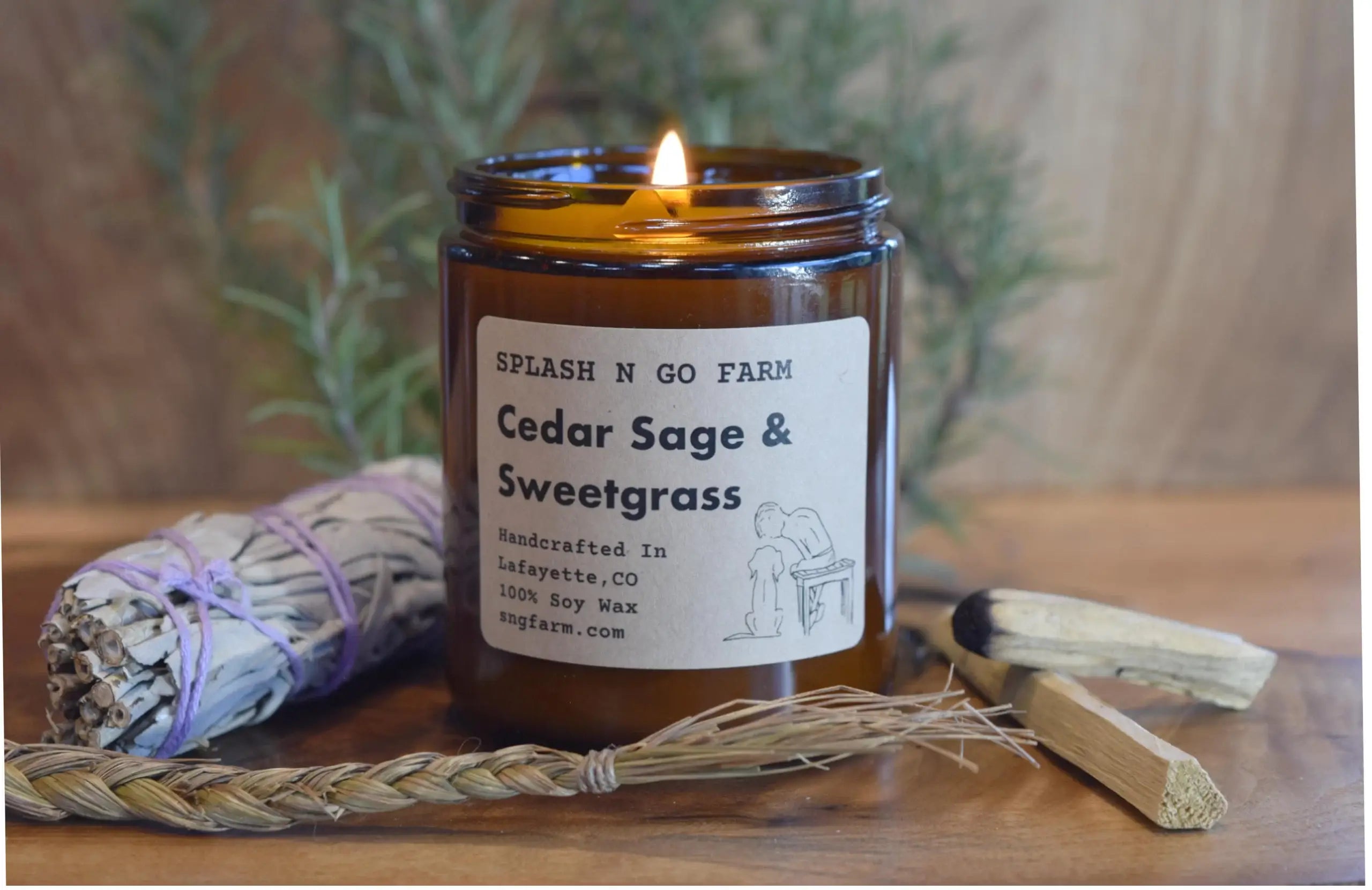 Cedar Sage &amp; Sweetgrass Soy Candle