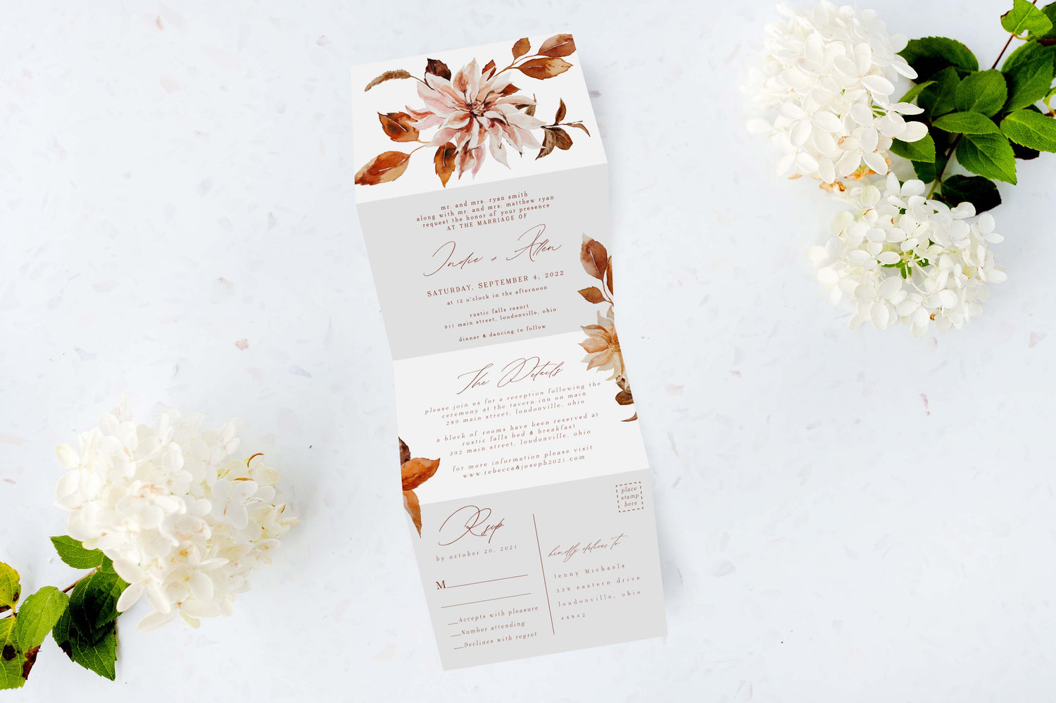 Autumn Minimal Tri Fold Invitation