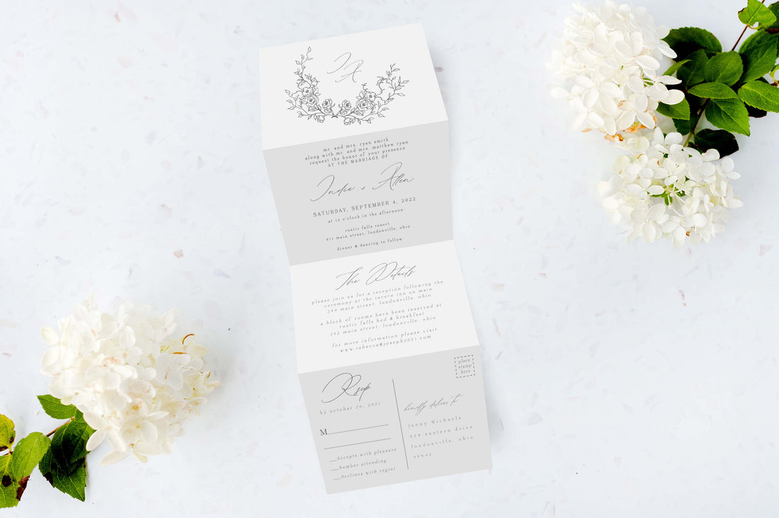 Botanical Wreath Tri Fold Invitation