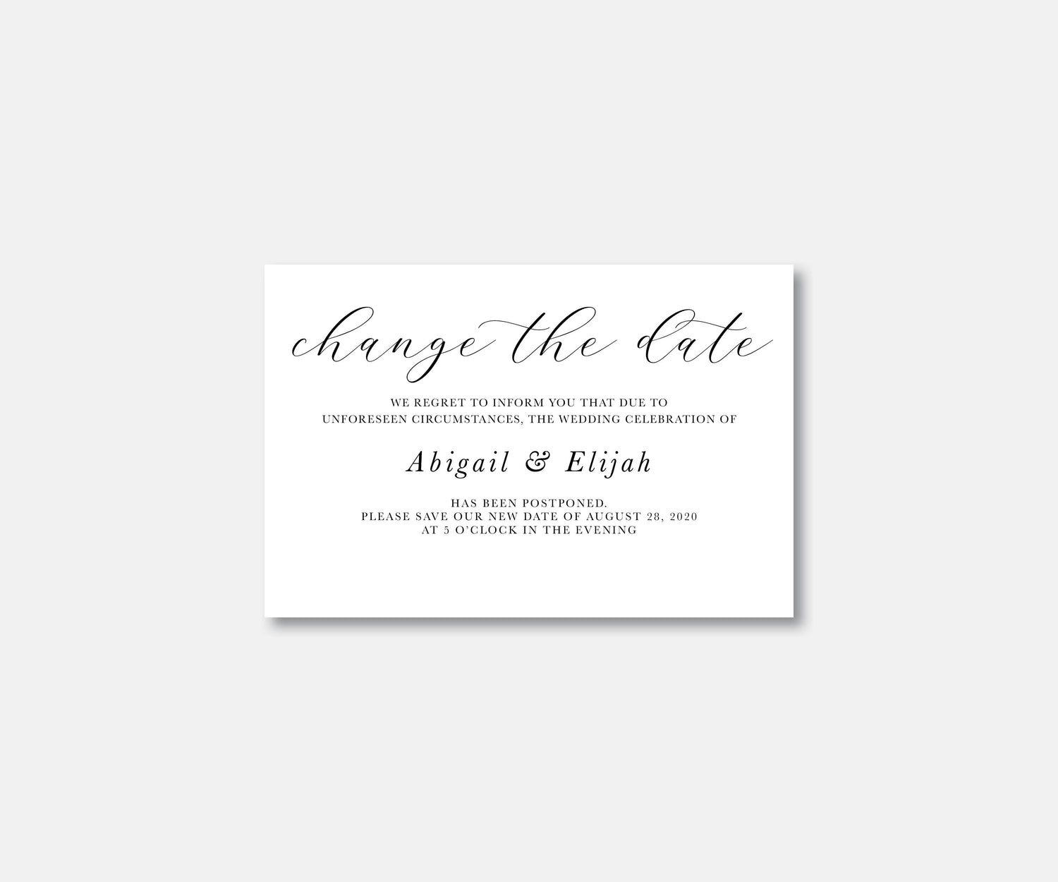 Change the Date Wedding Postcard