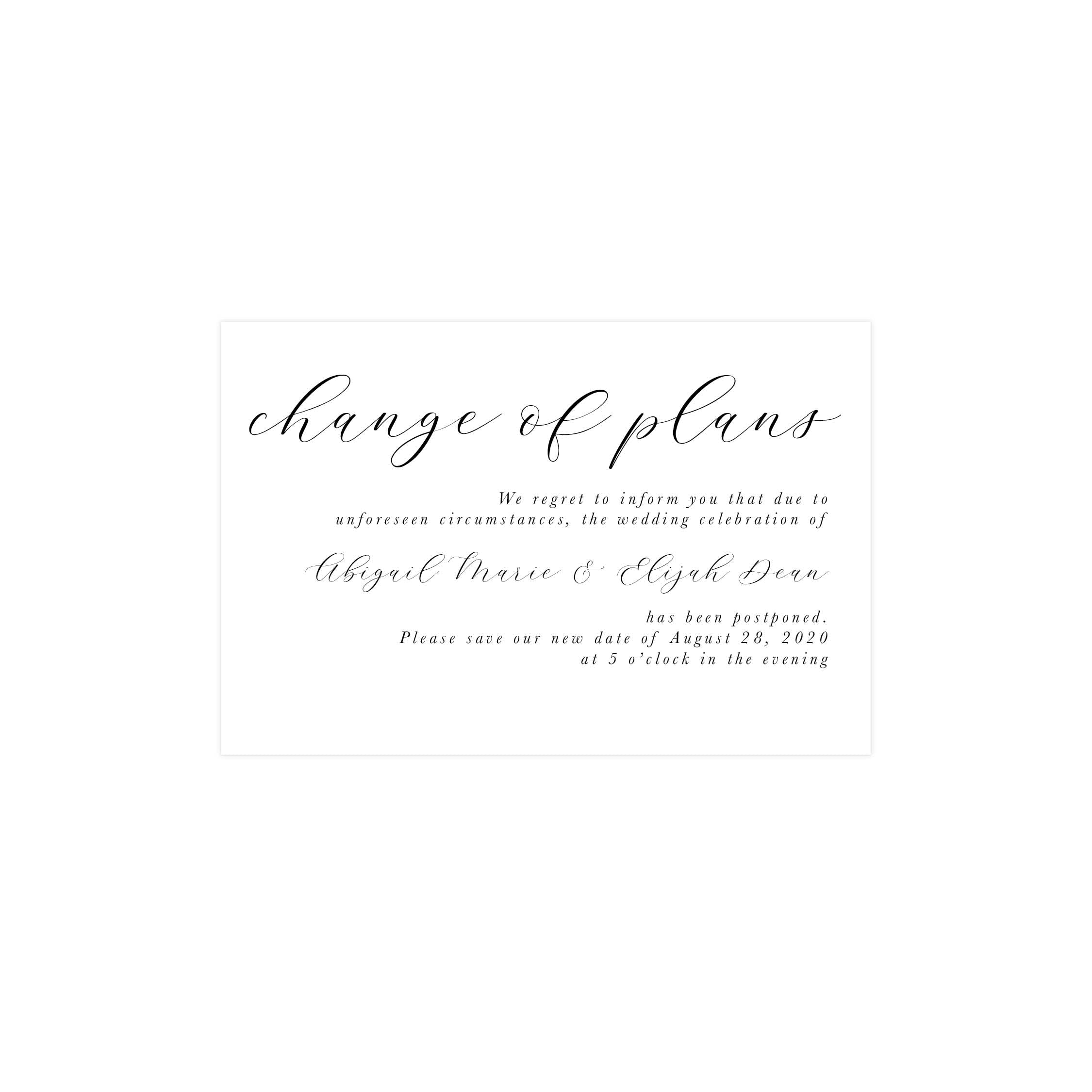 Scripted Wedding Postcard