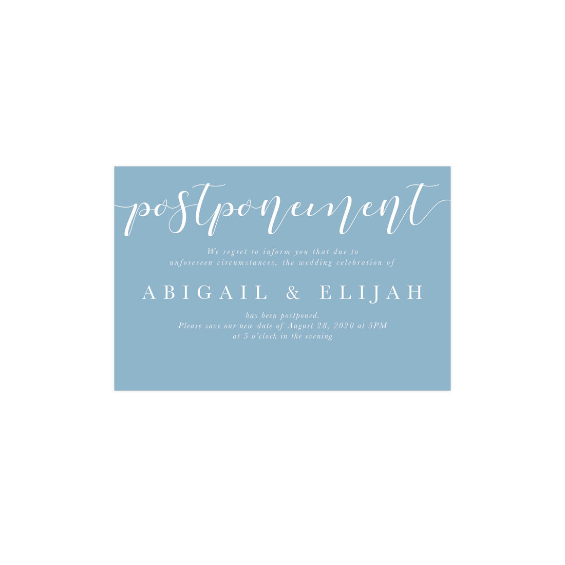 Dusty Blue Wedding Postcard