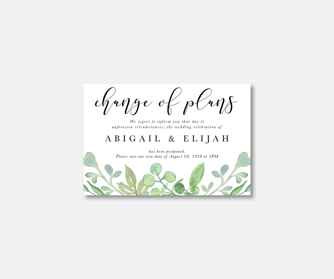 Soft Greenery Wedding Postcard