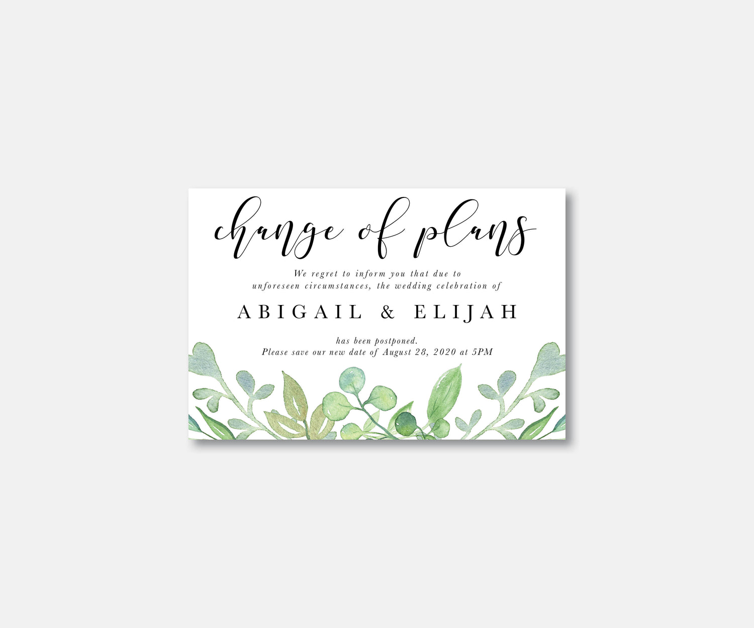 Soft Greenery Wedding Postcard