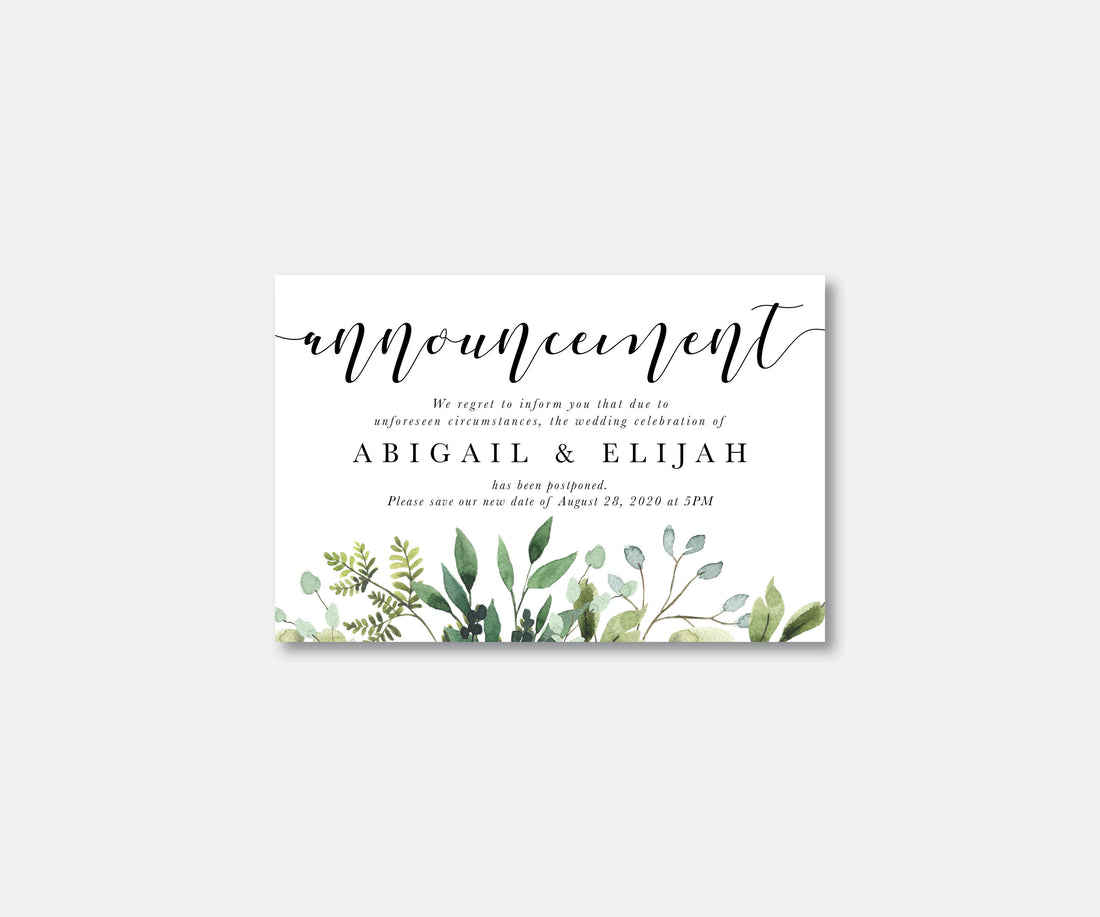 Greenery Wedding Postcard