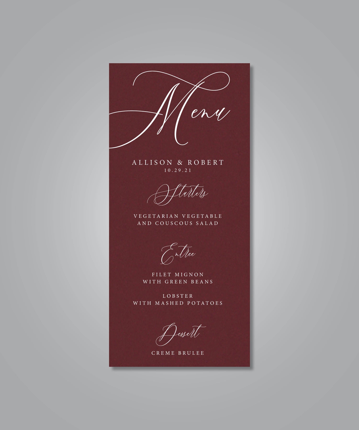 White Ink Menu