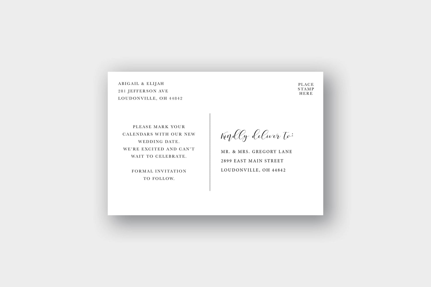 Dusty Blue Wedding Postcard