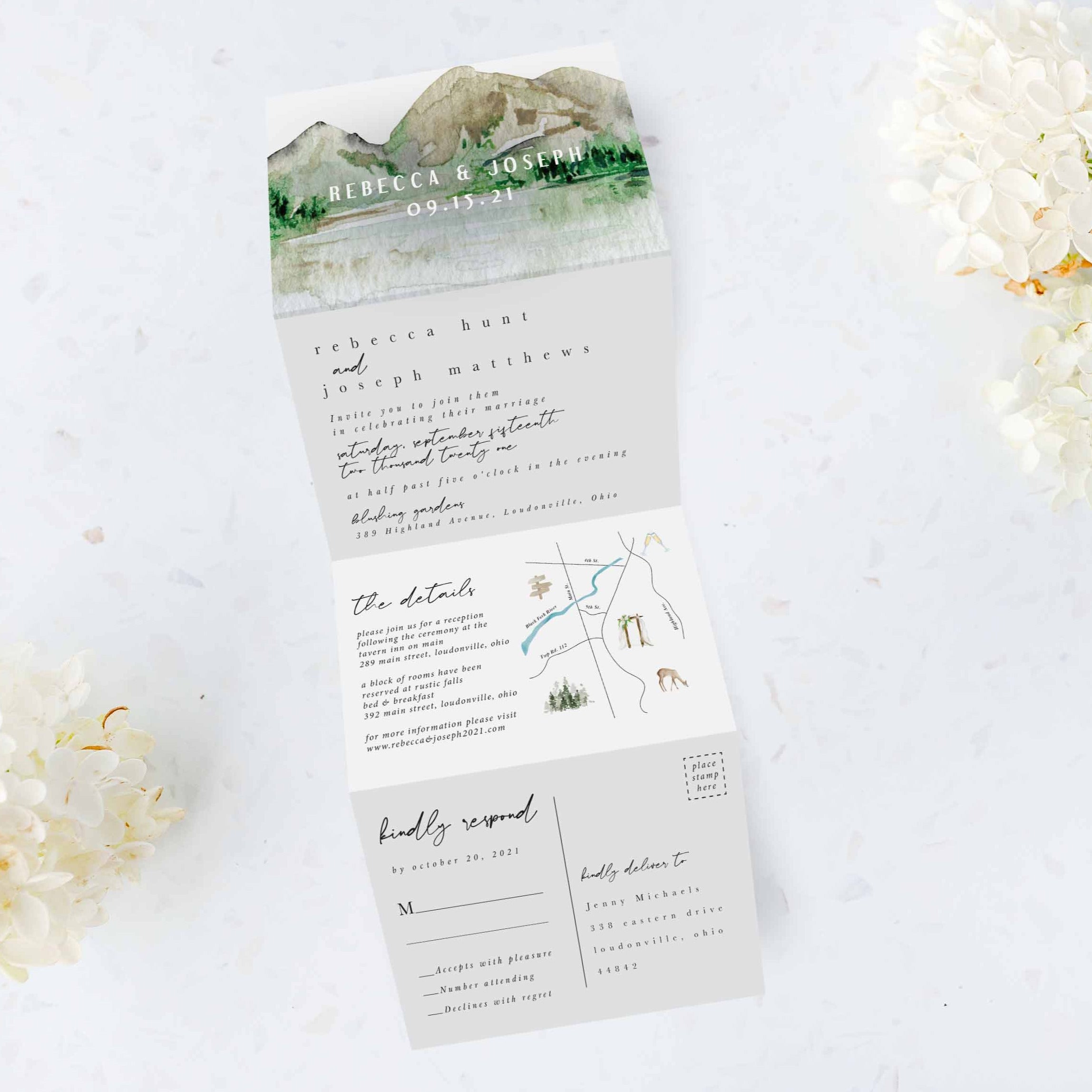 Rustic Map Tri Fold Invitation