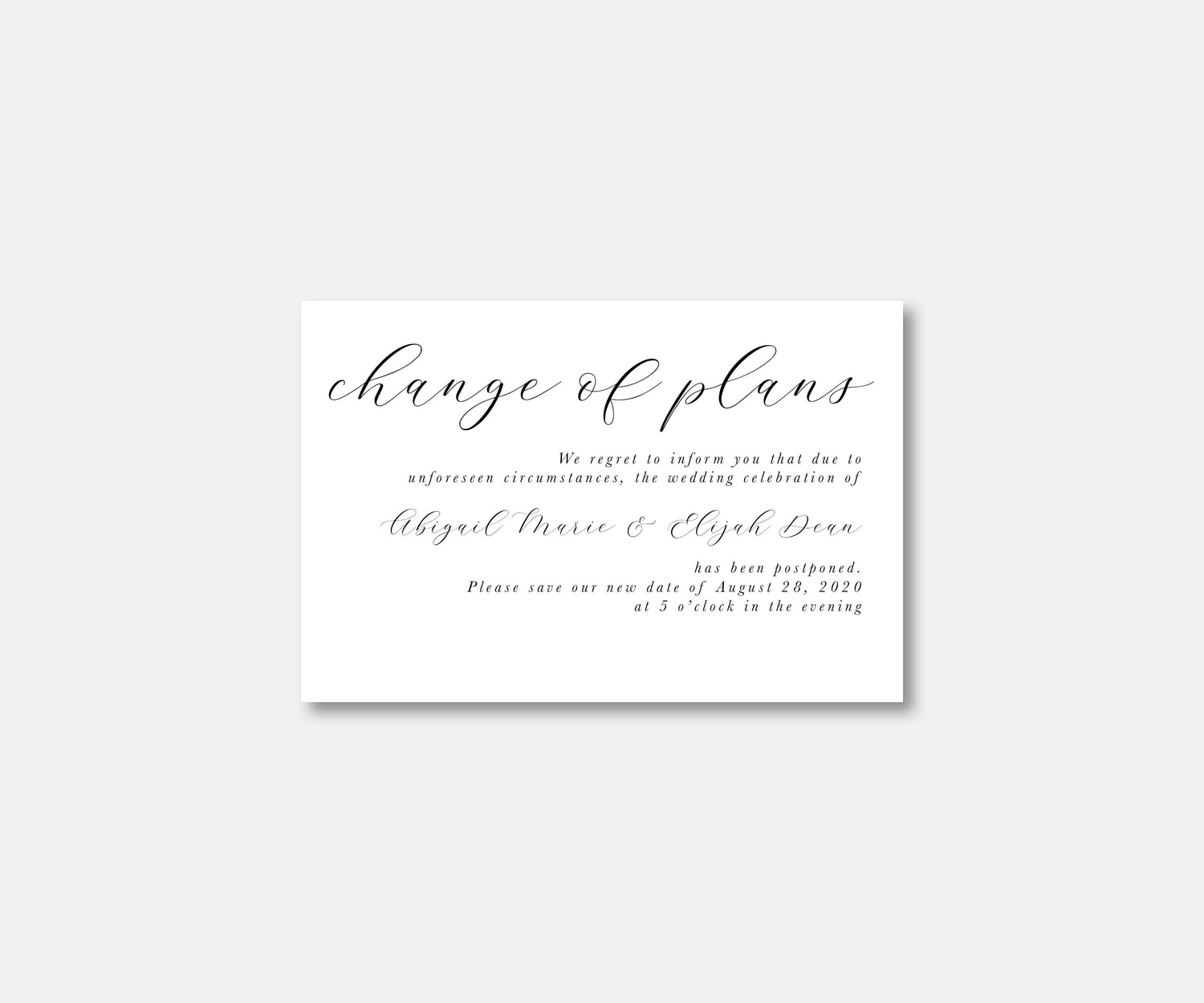 Scripted Wedding Postcard