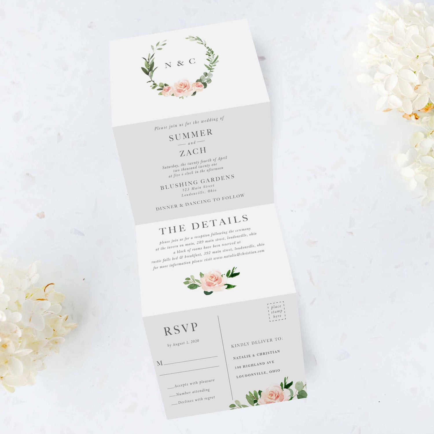 Soft Blush Tri Fold Invitation