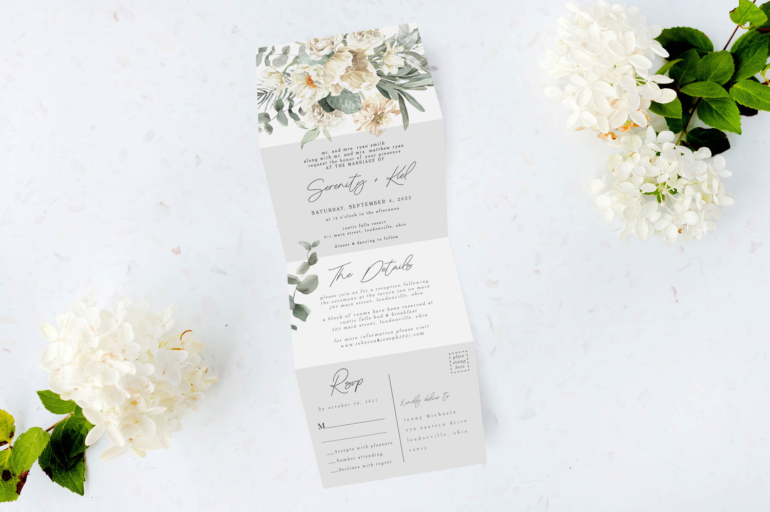 Soft White Tri Fold Invitation