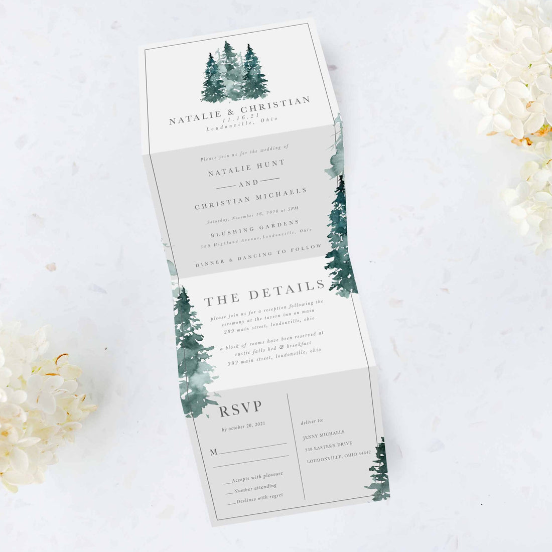 Spruce Tree Tri Fold Invitation