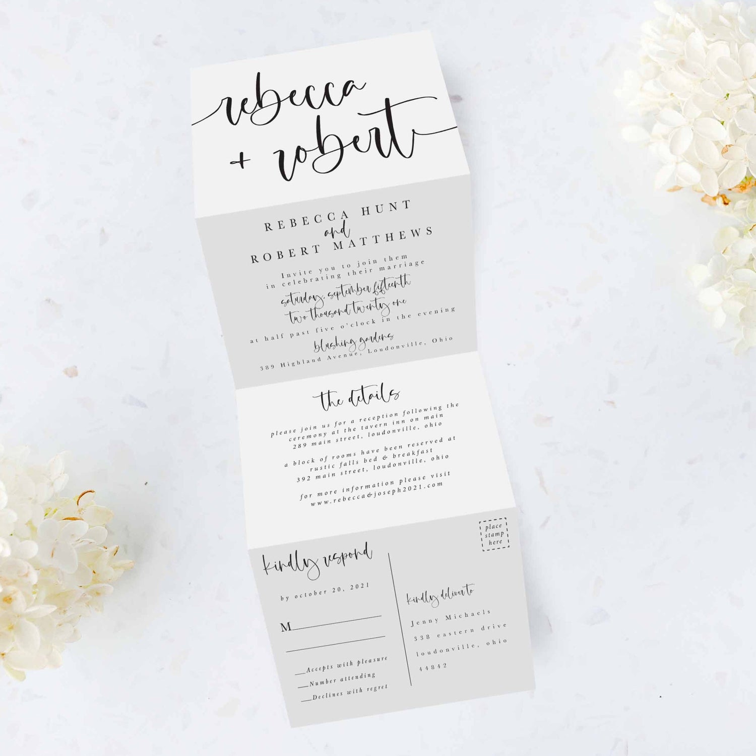 Scripted Tri Fold Invitation