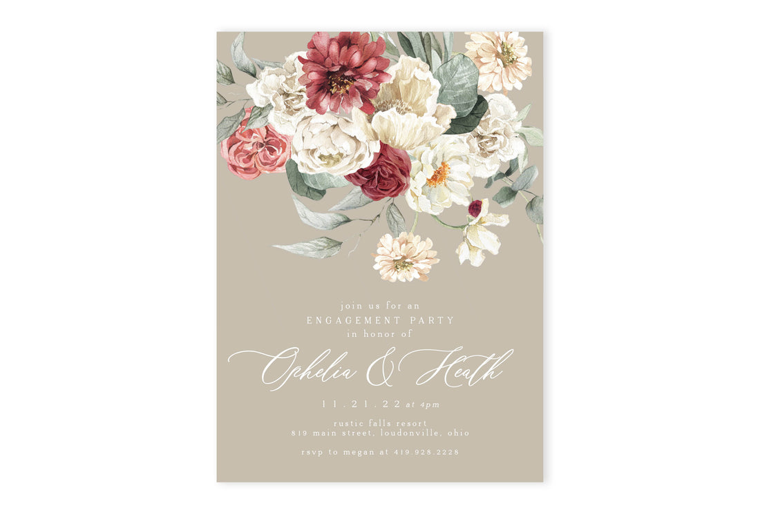 Winter Florals Engagement Party Invitation