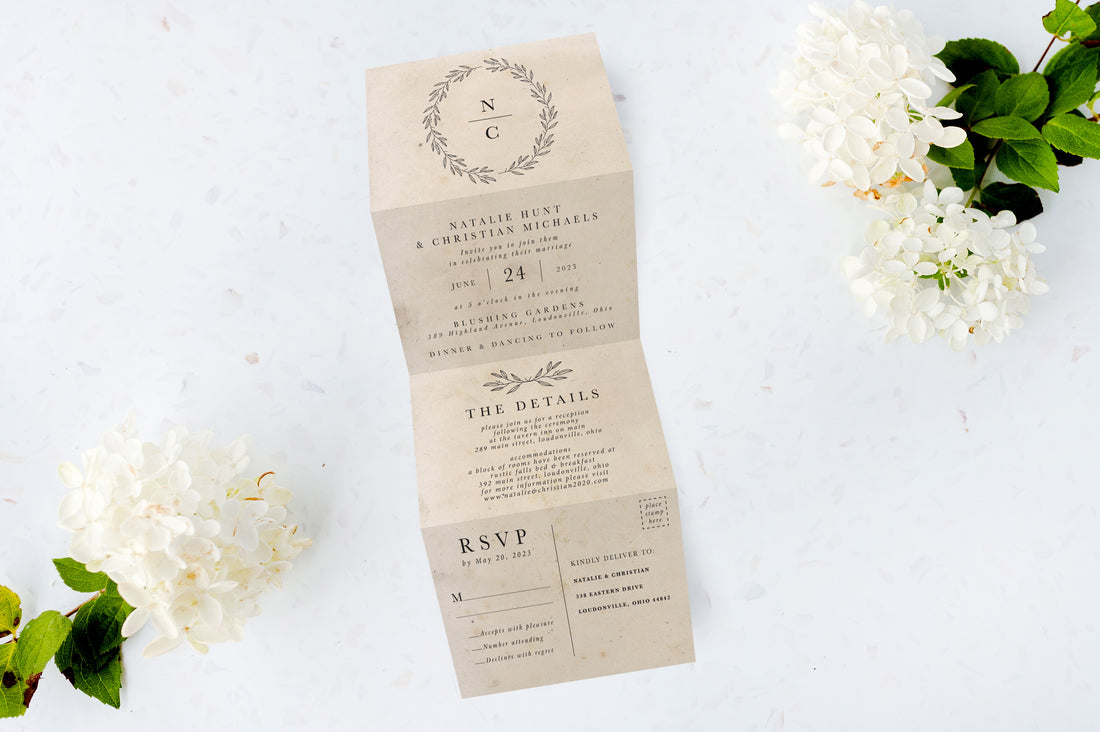 Vintage Wreath Tri Fold Invitation