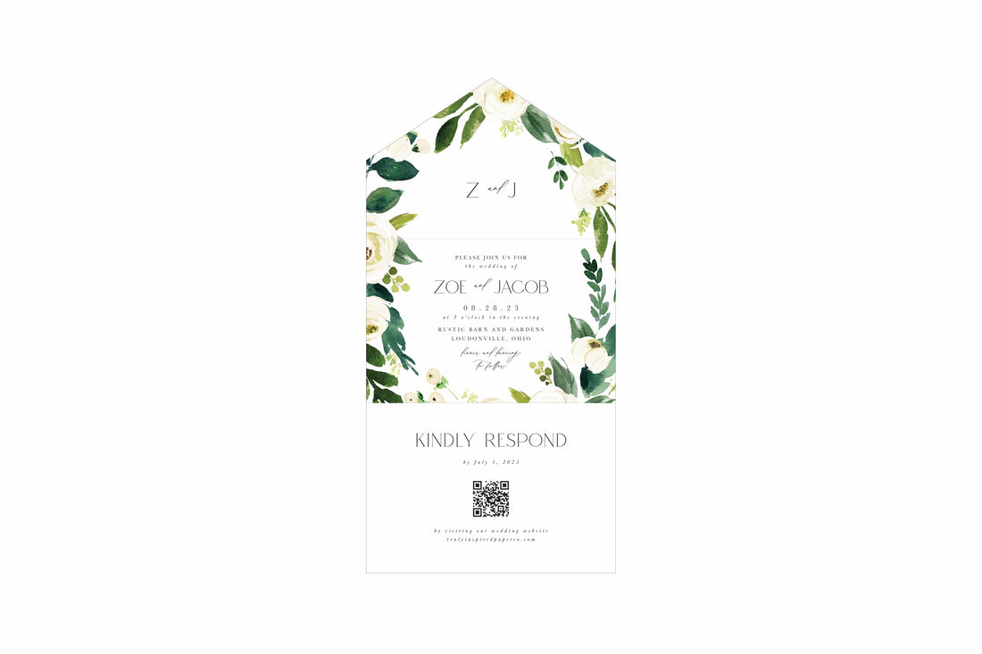 White Florals Seal &amp; Send Invitation