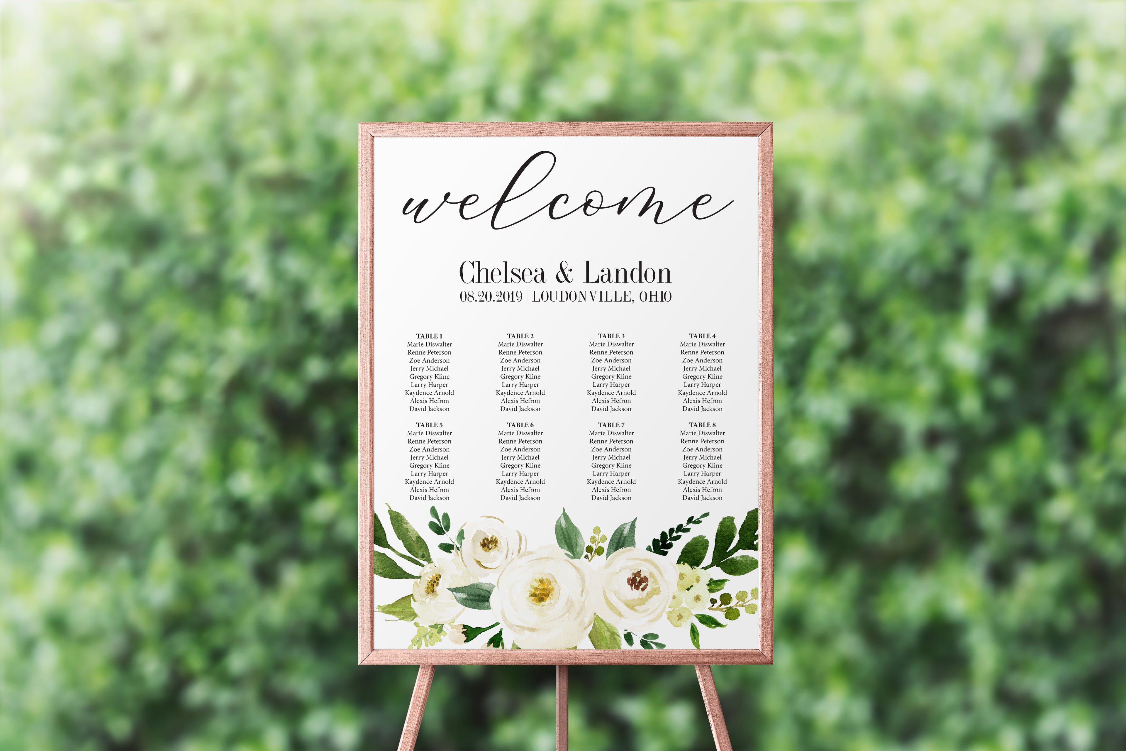 White Floral Seating Chart