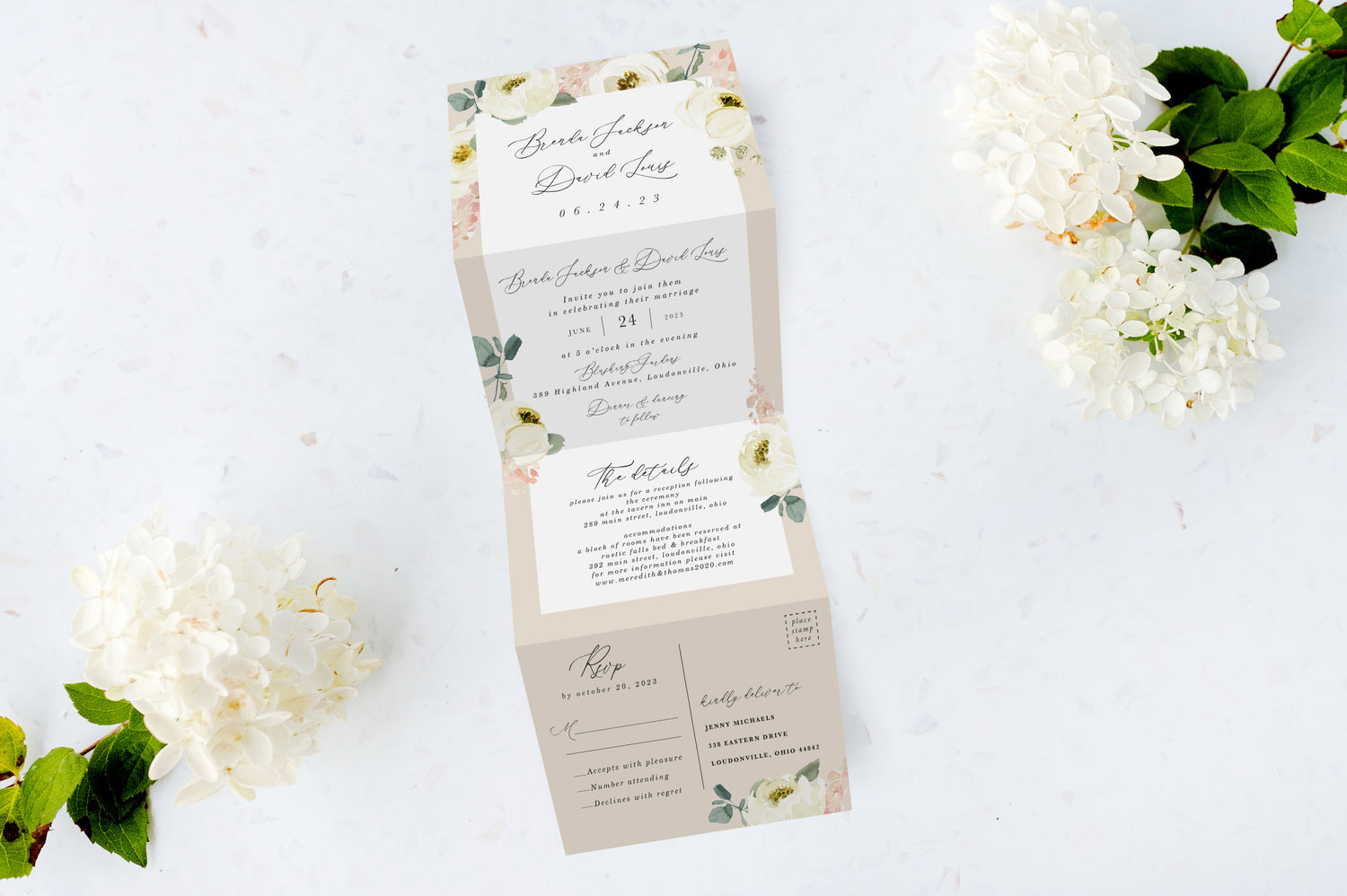 White Ivory Tri Fold Invitation