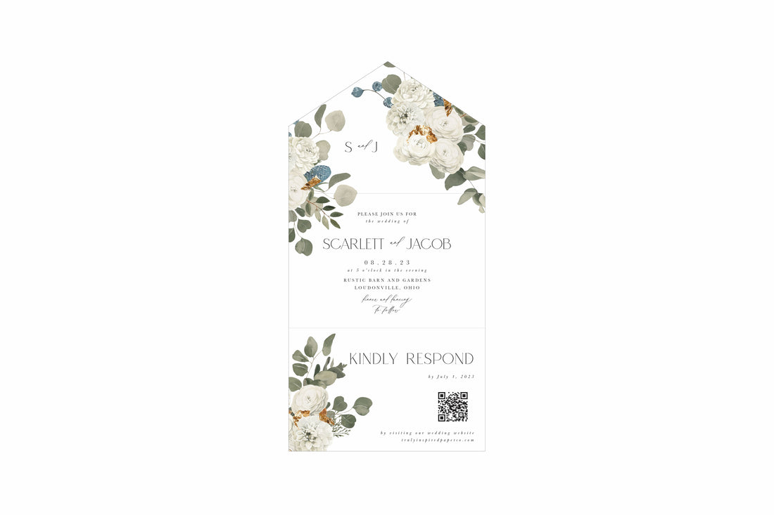 Moody White Floral Seal &amp; Send Invitation