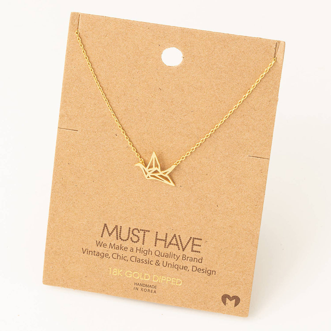 Origami Crane Cutout Pendant Necklace